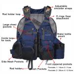 Lightweight Breathable Blue Fly Fishing Vest