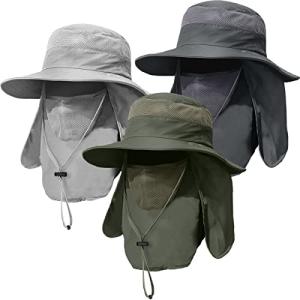 3 Pack Men's Fishing Hat with Sun Protection