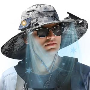 Solar-Powered Cooling Hat for Fishing and Camping