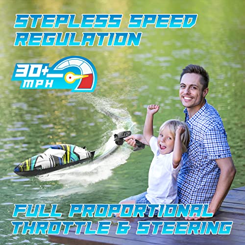 DEERC Fast Brushless RC Boat with LED Lights