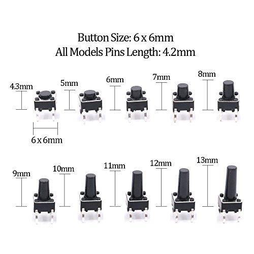 Hilitchi 250-Pcs Tactile Push Button Switch Kit