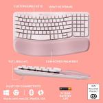 Ergonomic Bluetooth Wireless Keyboard in Rose Color