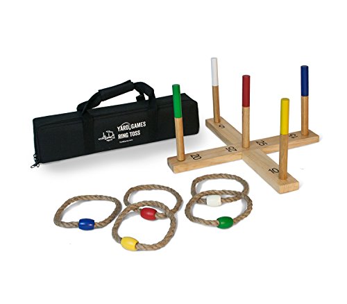 Premium Wooden Ring Toss Game with Carry Case