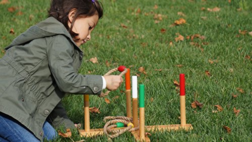 Premium Wooden Ring Toss Game with Carry Case
