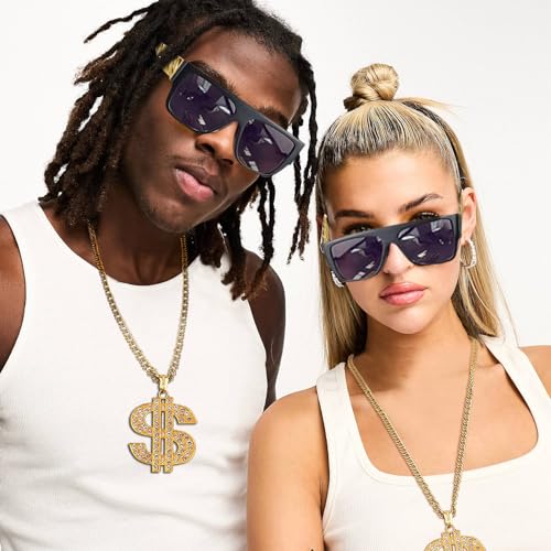 Retro Hip Hop Costume Set with Gold Chain