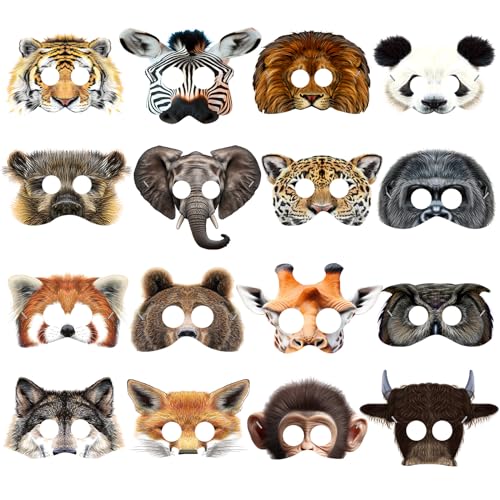 16 Animal Face Masks for Kids' Parties