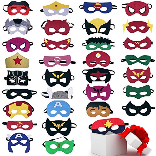 33 Pack Superhero Masks for Kids Birthday Party Favors