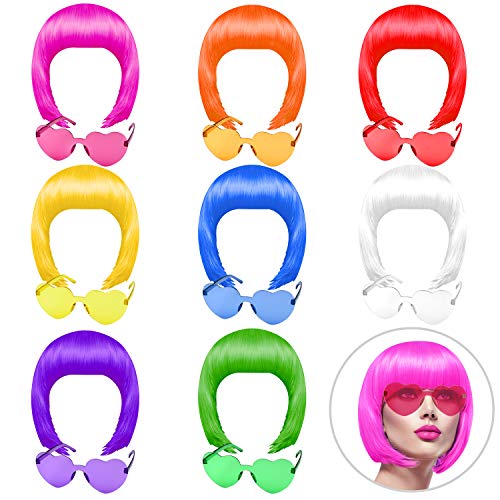 16 Piece Neon Party Wigs and Sunglasses Set