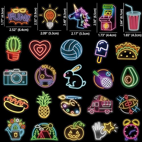 Neon Sign Vinyl Stickers Pack for Kids Teens