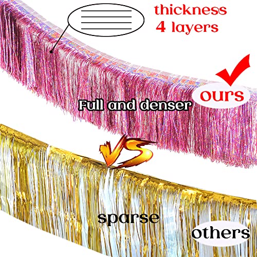 Pink Glitter Fringe Garland for Party Decorations, 2 Pack