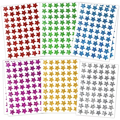 Holographic Small Star Stickers in 6 Colors, Pack of 1620
