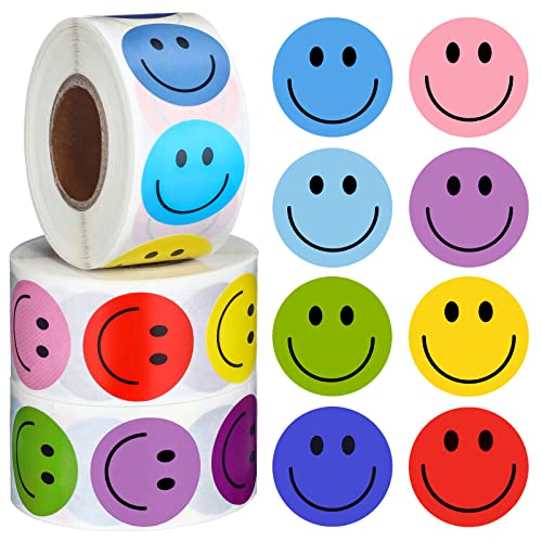 1500 Mini Smile Face Decal Stickers Assorted Color