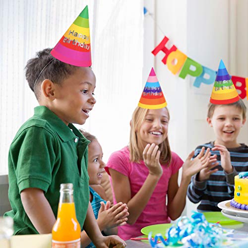 30-Piece Rainbow Birthday Party Hats for Kids and Adults
