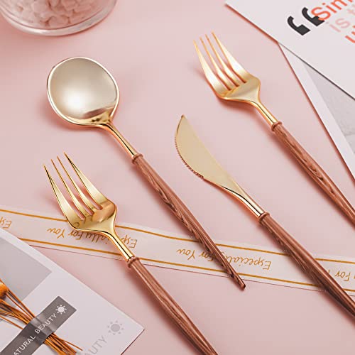 Elegant Gold Disposable Cutlery Set for Wedding Party