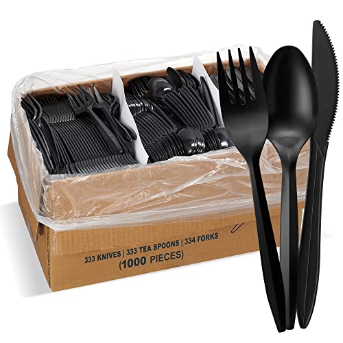 1,000 Piece Black Disposable Cutlery Pack