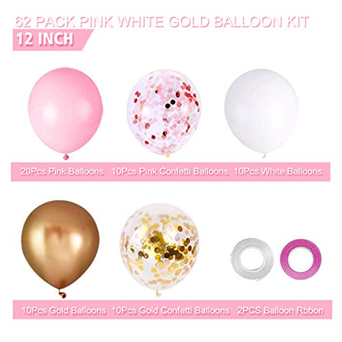 Pink Gold Confetti Balloons Kit for Party Decor
