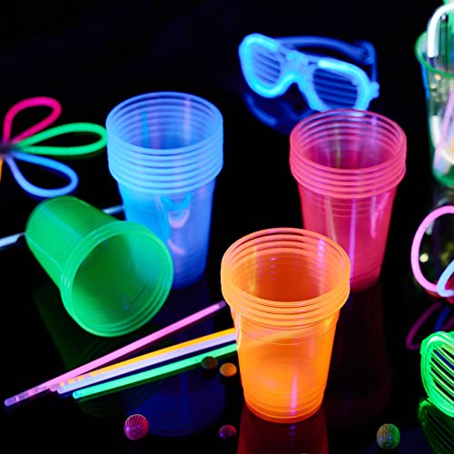 Neon Plastic Cups - 100 Pack - 12 oz