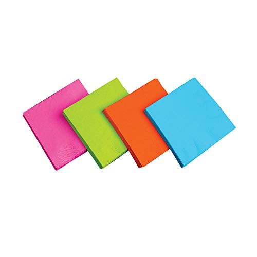 Assorted Neon Brights 2-Ply Paper Luncheon Napkins, 96 Count