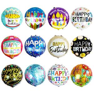 24 Happy Birthday Foil Balloons - 12 Designs