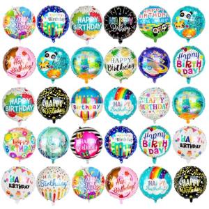 100 Happy Birthday Foil Balloons - 18IN Round