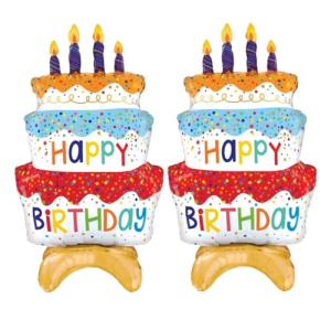2 Giant 39" Happy Birthday Cake Foil Balloons