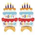 2 Giant 39" Happy Birthday Cake Foil Balloons