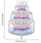 Giant Iridescent Happy Birthday Cake Foil Balloon