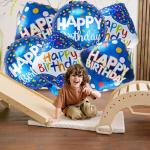 Blue Mylar Happy Birthday Balloon Set - 6 Pcs