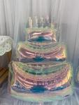 Giant Iridescent Happy Birthday Cake Foil Balloon