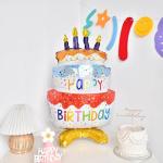 2 Giant 39" Happy Birthday Cake Foil Balloons
