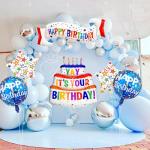 6 Pack Happy Birthday Mylar Balloons and Banner