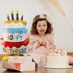 2 Giant 39" Happy Birthday Cake Foil Balloons