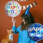 24 Happy Birthday Foil Balloons - 12 Designs