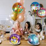24 Happy Birthday Foil Balloons - 12 Designs