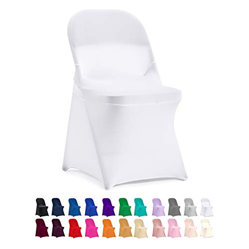 White Spandex Folding Chair Covers for Events (12pcs)