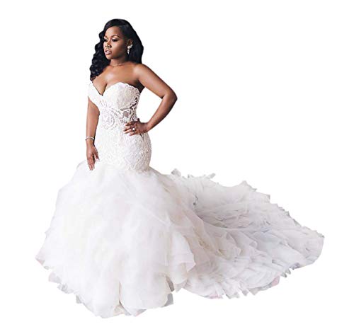 Bride Mermaid Sweetheart Wedding Dress Plus Size Ivory
