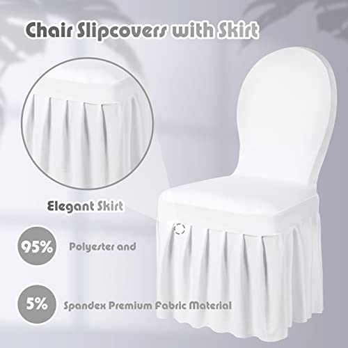 10 Pcs White Wedding Chair Slipcovers with Skirt