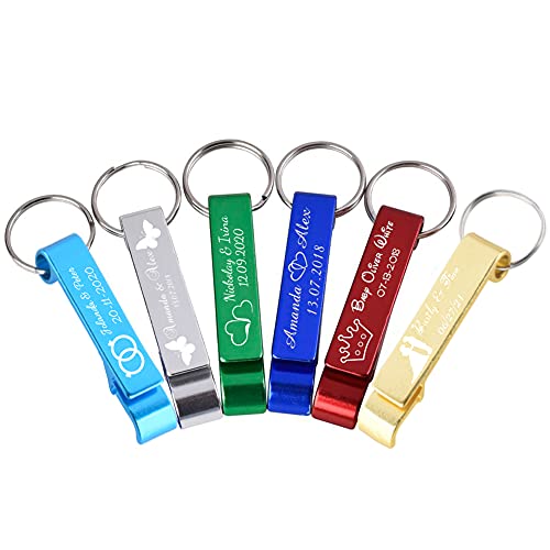 Personalized Wedding Favor Bottle Opener Keychain