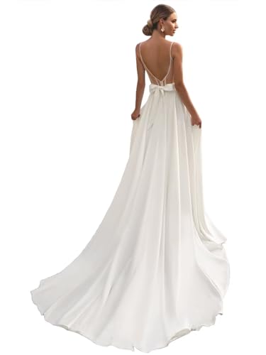 SHANDUAO Long Boho Bridal Dress - A-line Ivory