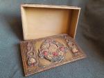 Intricate Antique Wood Wedding Card Box 9.5x6.5x3.5
