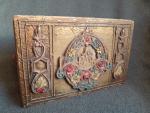 Intricate Antique Wood Wedding Card Box 9.5x6.5x3.5