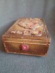 Intricate Antique Wood Wedding Card Box 9.5x6.5x3.5