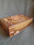 Intricate Antique Wood Wedding Card Box 9.5x6.5x3.5