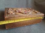 Intricate Antique Wood Wedding Card Box 9.5x6.5x3.5