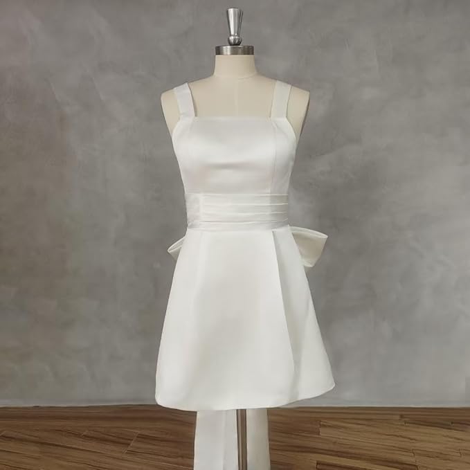 White A Line Wedding Gown with Spaghetti Straps