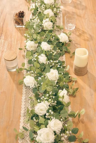 Anna's Whimsy Fake Eucalyptus Rose Gypsophila Garland Wedding