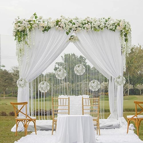 White Rose & Babys Breath Wedding Centerpieces (2pcs)