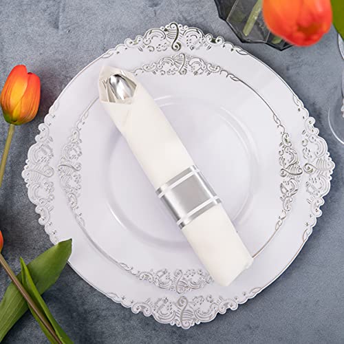 350-Piece Silver Plastic Plates & Napkins Wedding Set