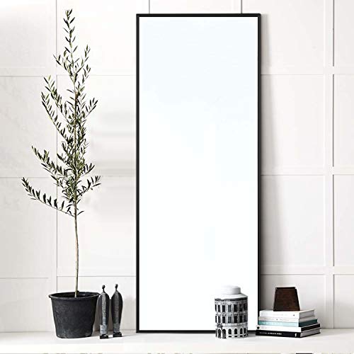 Large Black Floor Mirror with Stand