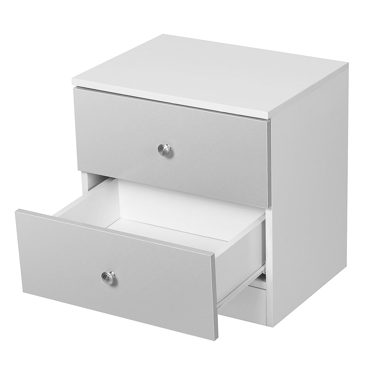 Modern Gray and White Nightstand with Drawers